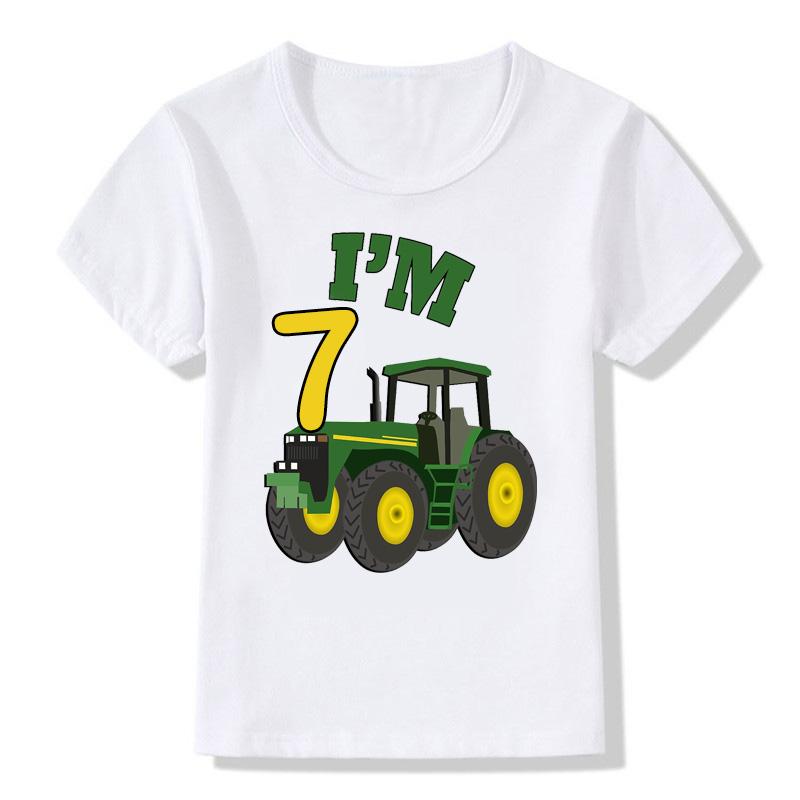 Boy Cute Farm Theme Tractor 1-10 Birthday Number Print T Shirt Kids Birthday Boy&Girl Funny Gift Tshirt Present Children Clothes