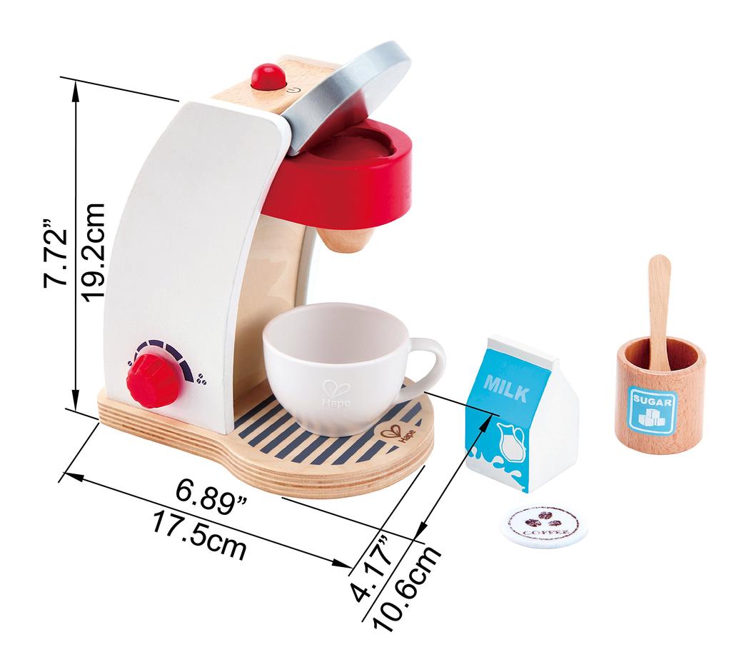 Hape Pretend Coffee Machine X X Cm Ages 3 and Up Wooden Pretend Toy E3146 17.5 19.6 10.6