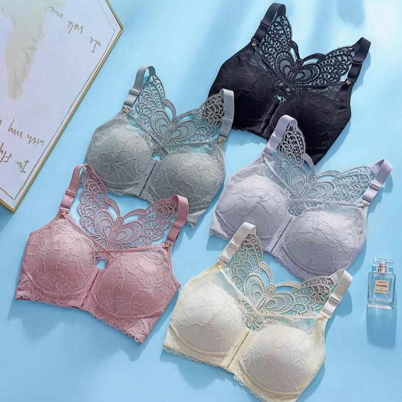 Front-button Bra for Women Butterfly Back Plus-size Underwear for Women Adjustable Type Without Underwire Breast Retraction Bra