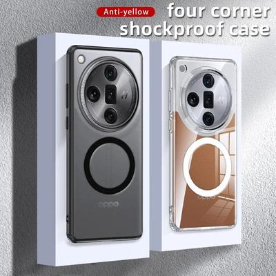 Acrylic Shockproof Magnetic Magsafe Case For Oppo Find X7 Ultra Matte Clear Wireless Charging Armor Back Cover for OPPO Find X7Ultra Shell