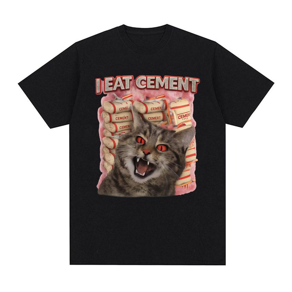 

I Eat Cement Funny Cat Graphic Meme T Shirt Men Women Fashion Vintage Short Sleeve T-shirts Casual 100% Cotton Oversized T-sh... S разноцветный