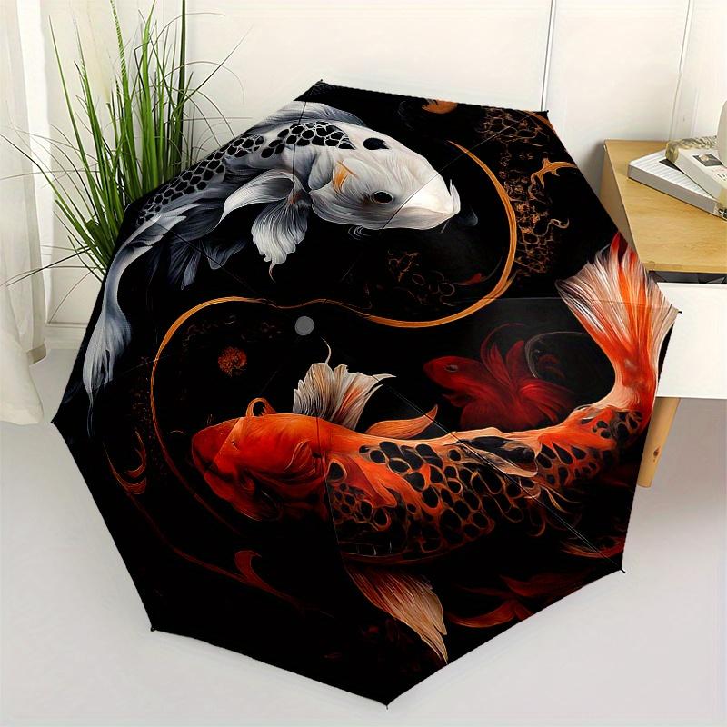 

Yin Yang Koi Fish YinYang Symbol CircularWall Art Print Poster DecorUmbrella, Portable 3-Fold Compact Umbrella for Men & Women Gift