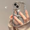 Anwendbar auf Apple 15 Handyhülle IPhone 14 Promax Galvanisiertes Silber 13 Dreidimensionale Schleifenkette Vollsilikon