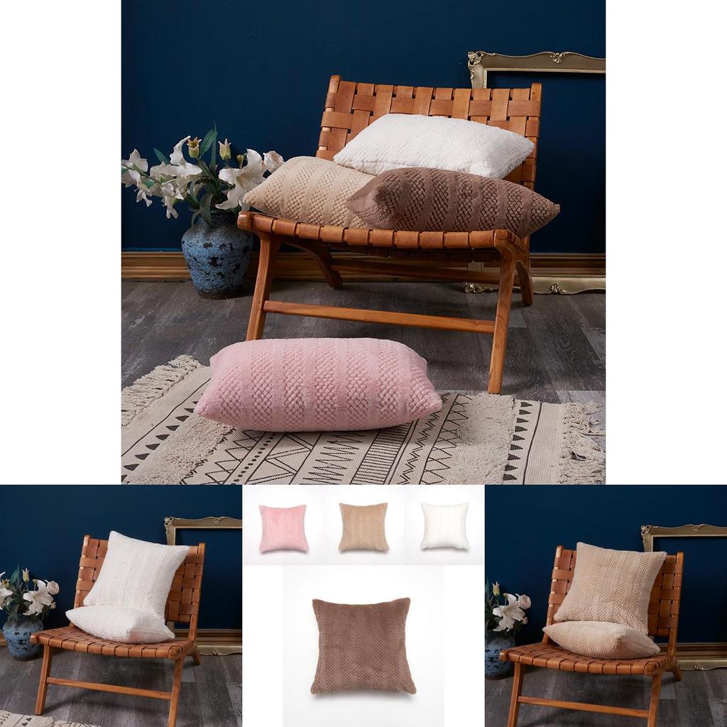 Cover Only Luxurious Plush Faux Rabbit Fur Pillow Cover Soft Cushion Cover For Sofa In Modern Style