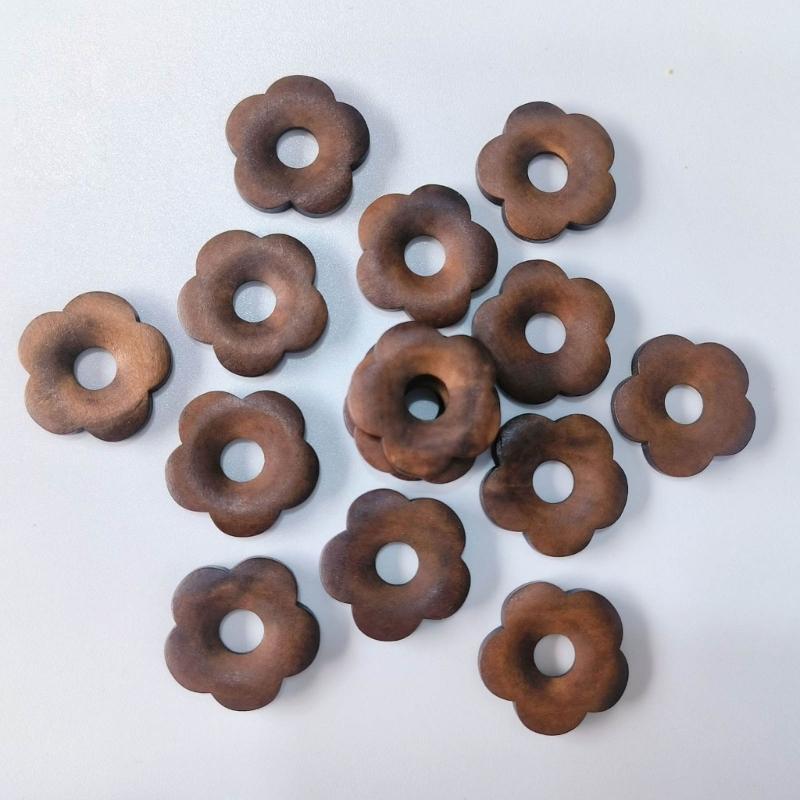 10 Pcs Wooden Flower-Shaped Spacer Beads Blanks Flower Earring Findings Charm for DIY Necklace Earrings Jewelry Making