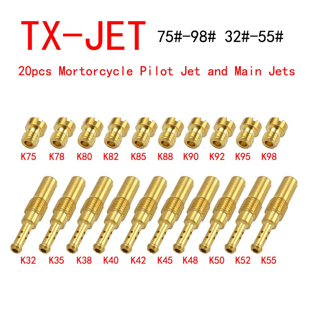 

20Pcs/Set Mortorcycle Carburetor Nozzle Main Jets and Slow Jets Copper Fit for PE24 26 28 30 PWK 21mm 24mm 26mm SUDCO KOSO OKO TX-JET