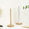 Reusable Wooden Roll Paper Towel Holder Anti-Skid Base Vertical Tissue Stand Napkins Rack  for Home