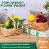 with Handle Fruit Basket Handwoven 3 Styles Wood Basket Handmade Vegetable Fruit Flowers Holder Living Room Decoration