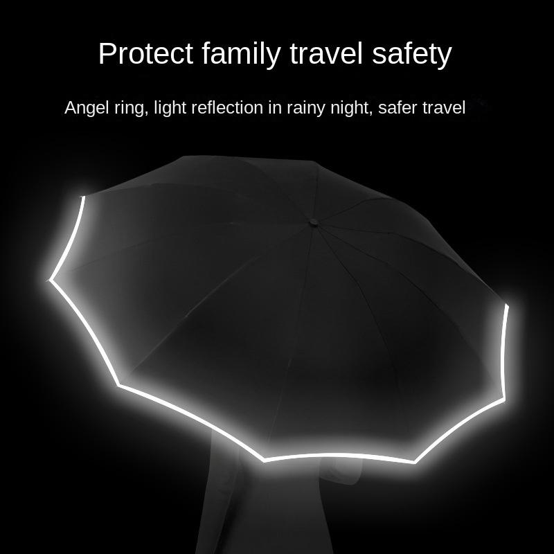 Kompaktní velikost, safírově modrý automatický obrácený deštník - Vodotěsný, UV ochrana, Stylový skládací design s dvoužebrovou konstrukcí a bezpečným zamykáním