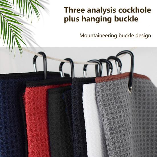 Golf Towel Sweat Absorption Perforated Superb Clean Ability Non-fluffy with Carabiner Clip Efficient