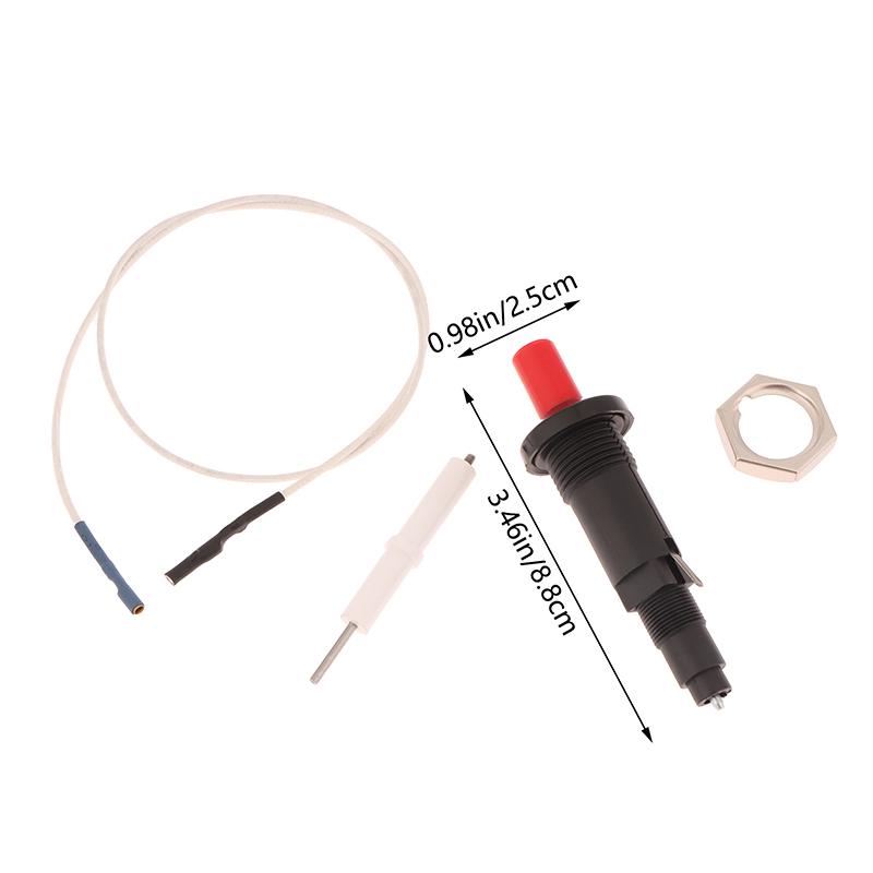 1Set Push Button Piezo Ignitor With Cable Spark Ignition Kit Pressing Sparking For Oven Stove Bbq Camping Hiking Kitchen Lighter