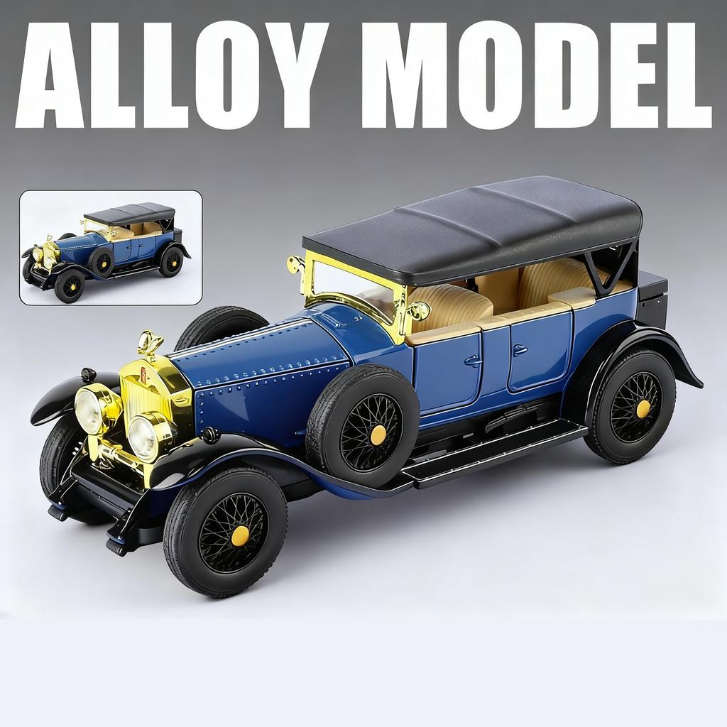1/32 Rolls-Royce Phantom I Alloy Classic Old Car Model Metal Retro Luxy Vehicles Car Model Sound Light Simulation Kids Toys Gift