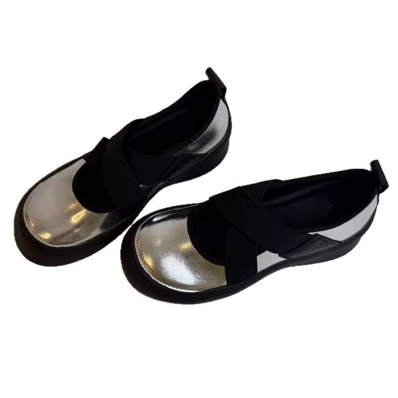 Leather Version~ Silent Platform Sports Style Loafers Women's 2025 New Cross-elastic Mary Jane Shoes Single Shoes