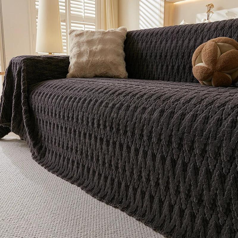 Winter Cotton Wool One-piece Sofa Towel Thickened Warm Sofa Towel Winter Advanced Sofa Cushion Non-slip Full Cover Cushion