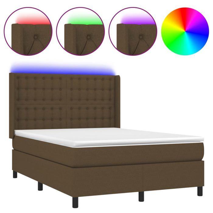 Maison Exclusive - Sommier à lattes de lit matelas et LED Marron foncé 140x200 cm