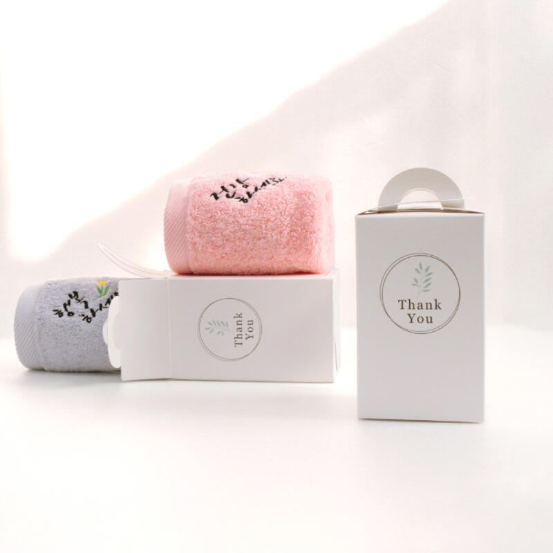 Cali embroidery ring towel handle case 01. White (Thank you)