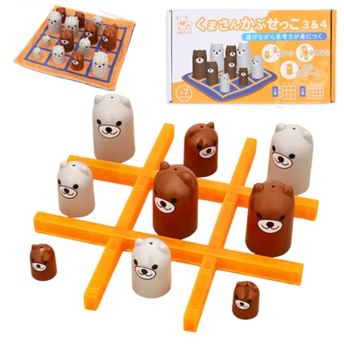 

903toys Bear Cover Game, 3-Line & 4-Line, Strategic Intellectual Game, Logic Skills, Thinking Skills, 3-in-a-row, 4-in-a-row, Board Game, Educational