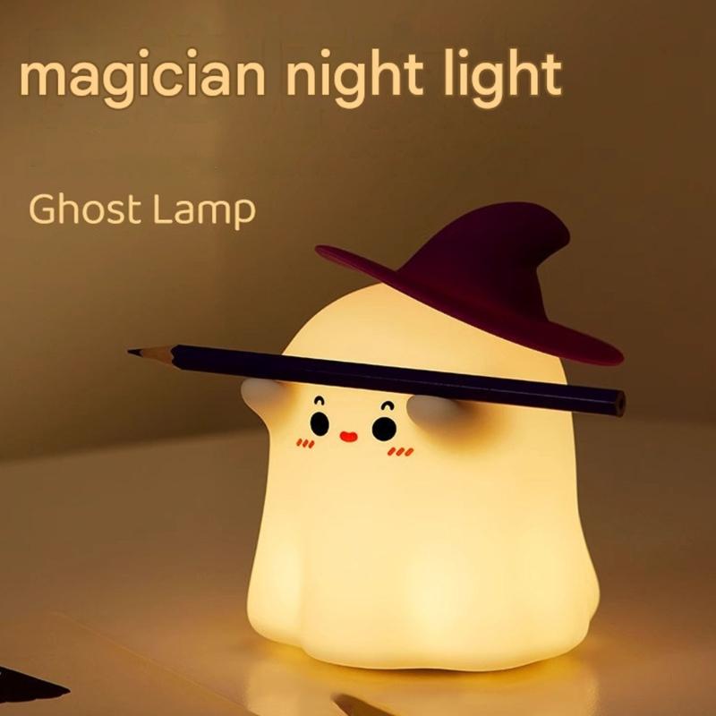 Soft Silicone Night Lamp with Tap-Activated Control and Rechargeable Power, 30 Minutes Auto Off, Halloween Pumpkin Light for Bedsides, Desk, or