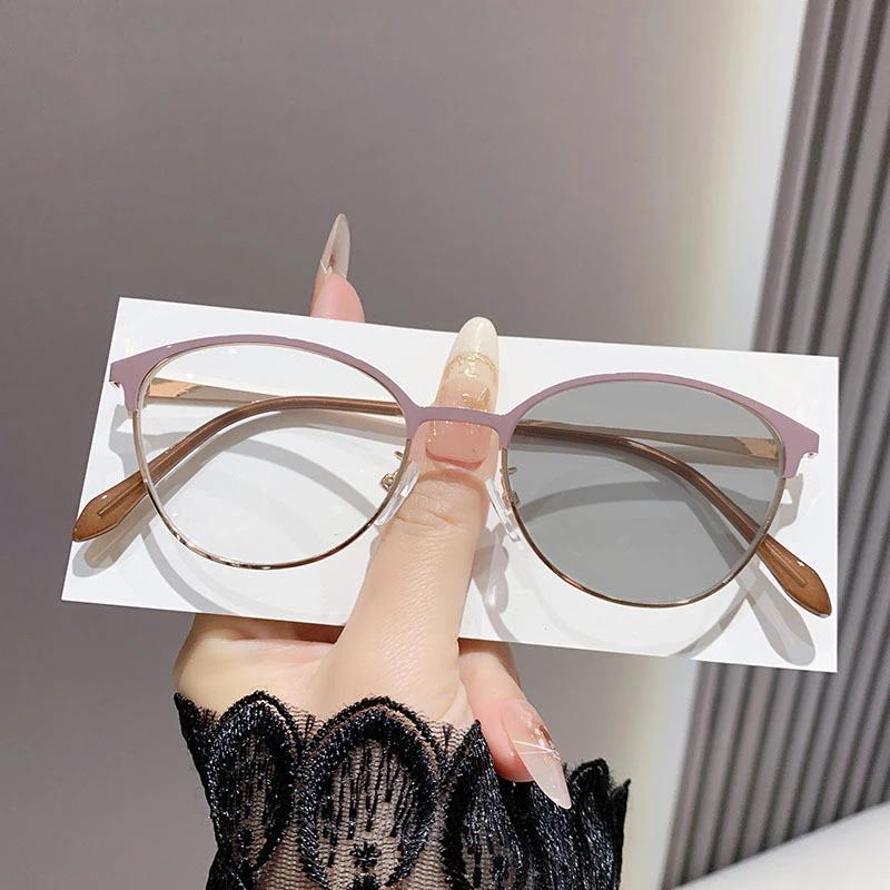 Trendy Women Photochromic Glasses Fashionable Men Cat Eye Minus Diopter Glasses Oval Frame Near Sight Eyeglasses for Ladies