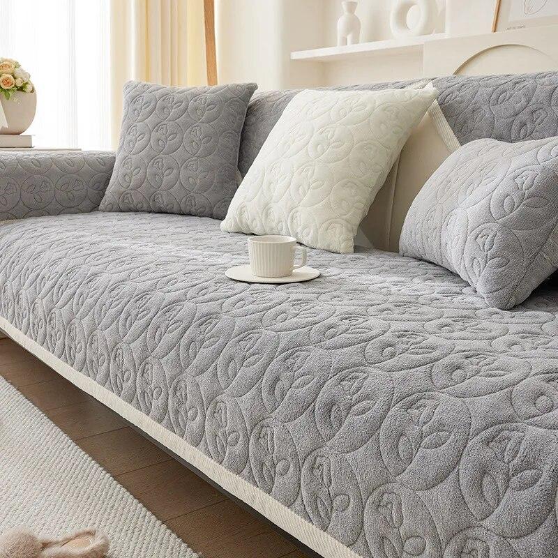 Plush Sofa Cushion  New High-end Non-slip Cushion Winter Cream Wind Thickened Sofa Cover Cover Cloth
