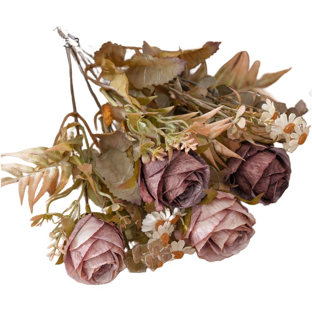 Lifelike Texture Faux Rose Bouquet Artificial Roses Cloth Petals