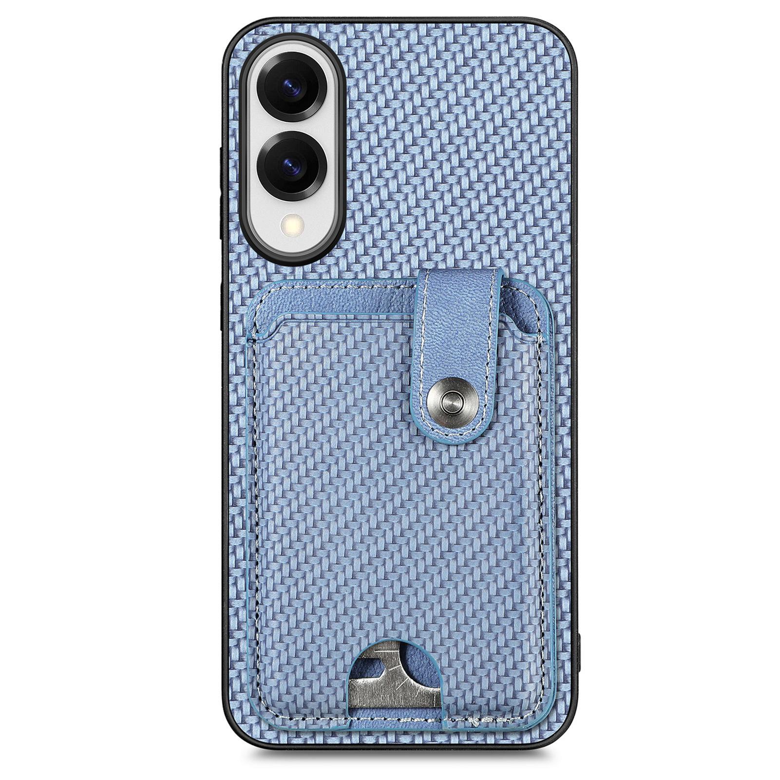 

For Samsung Galaxy S25 Edge Case Card Slots Kickstand Phone Back Cover with Card Tool Blue