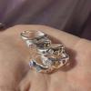 Fashion Colorful Zircon Adjustable Ring for Women Sweet Design Geometric Heart Crystal Finger Y2K Accessories Fine Jewelry Gifts