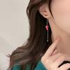 Asymmetric Earrings Santa Claus Dangle Earrings Long Tassel Berry-Pendant Stud Earring for Women Girl Christmas-Decor