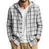 Men's Retro Casual Lightweight Loose Fit Plaid Hooded Long Sleeve Sun Shirt