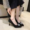 Fashion Socialite Style Women's Flats Diamonds Comfortable Work Shoes High Heel Thin Heel Design Spring 2024 New Arrival