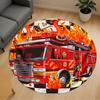 1PC Firetruck Flames Round Chair Mat Area Rug - Non-Slip, Floor Mat for Office, Bedroom, and Indoor Decor -Gift D1127234