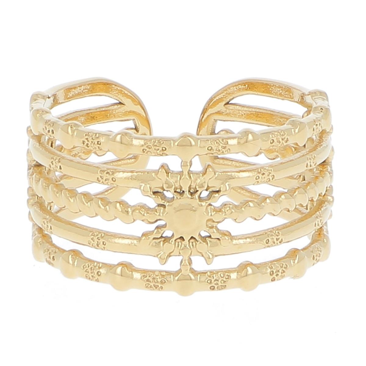 

Les Trésors De Lily [R4415] - Gold Cléopatra designer steel ring - 10 mm