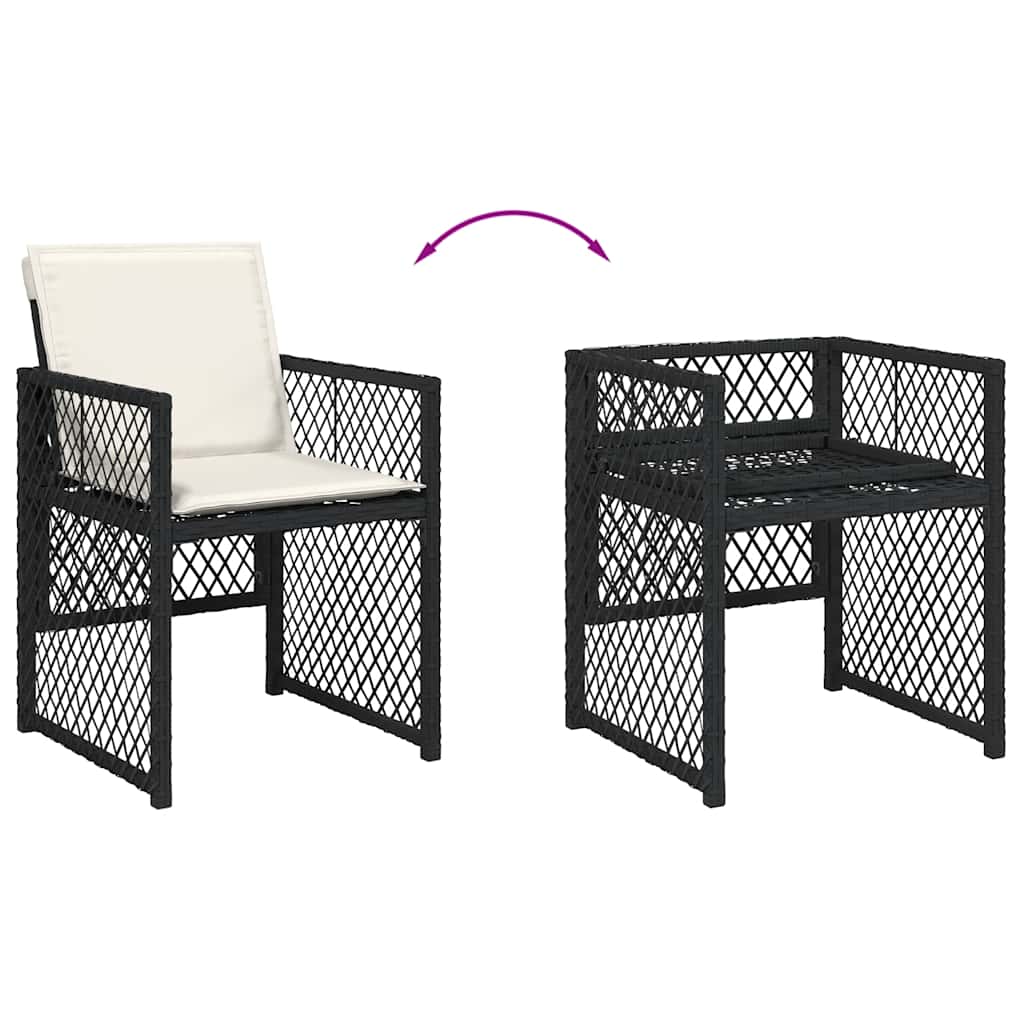 Vidaxl 15-Cz. Garden Furniture Set With Cushions, Black, PE Rattan