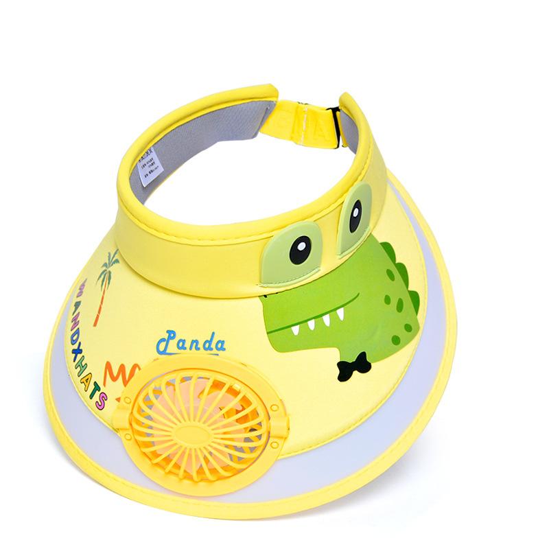 Dětské klobouky Léto s ventilátorem Klobouky proti slunci Kluci Dívky Klobouky proti slunci Kreslený Roztomilý opalovací krém Prázdné cylindry