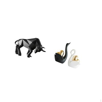 Modern Resin Bull And Swan Figurines Abstract Collectible Sculpture for Entryway Tabletop Desk Shelf