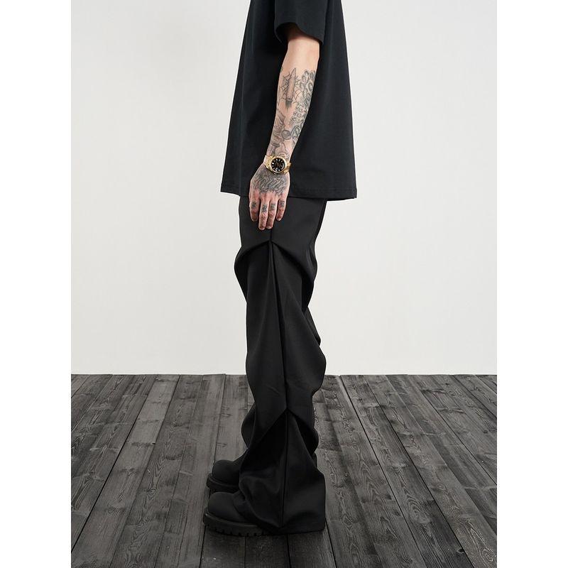 Black of Exit Dark Ro 3D Cutting Ruched Straight-leg Casual Pants Men and Women Niche Design Pants