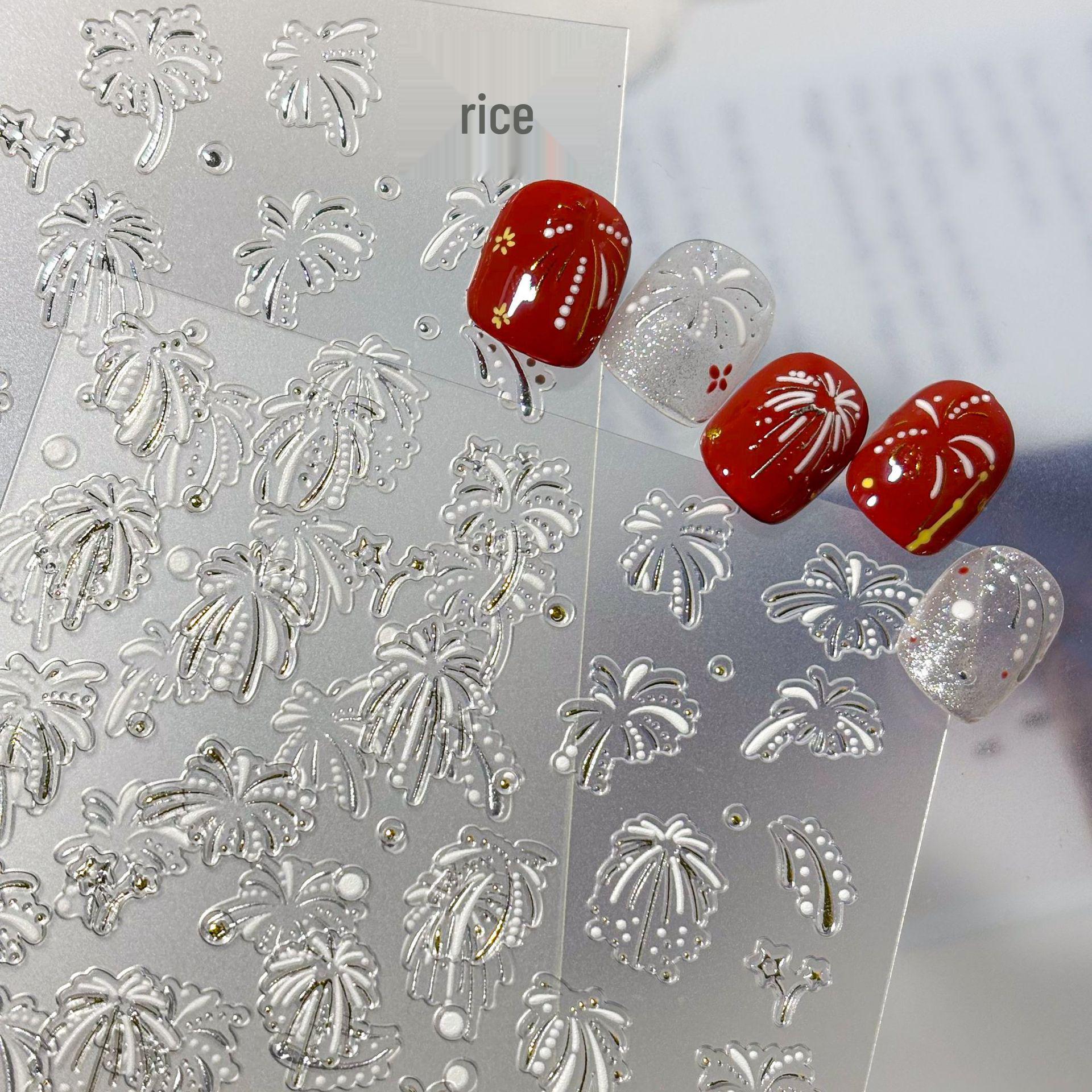 Gilded Dreamy Fireworks Decorative Nail Stickers – New Chinese Style Bling Silver Foil Model