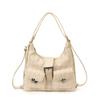 Retro multi-pocket women's bag large-capacity casual commuter bag women's fashion plaid double shoulder shoulder bag