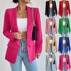 Women Lapel Collar Long Sleeve Cotton Line Blazer Solid Casual Suit Coat Outwear