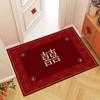Festive Red Crystal Velvet Wedding Entryway Mat