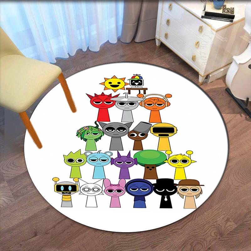 Sprunki Printed Round Rug Carpet Chair Rug Area Rug Entryway Doormats,for Office Chair Living Room Bedroom Kitchen Room.