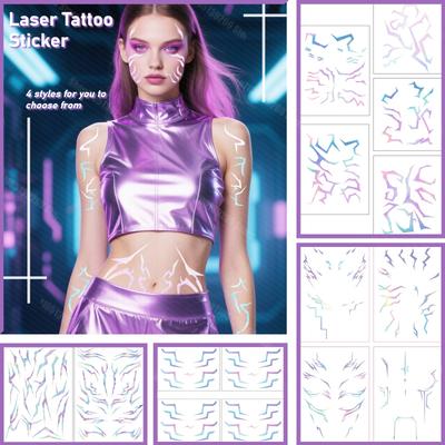 Kpop Hunter Laser Tattoo Sticker Lumii Temporary Tattoo Sticker Facial Body Fashion Decoration Halloween Party Gift