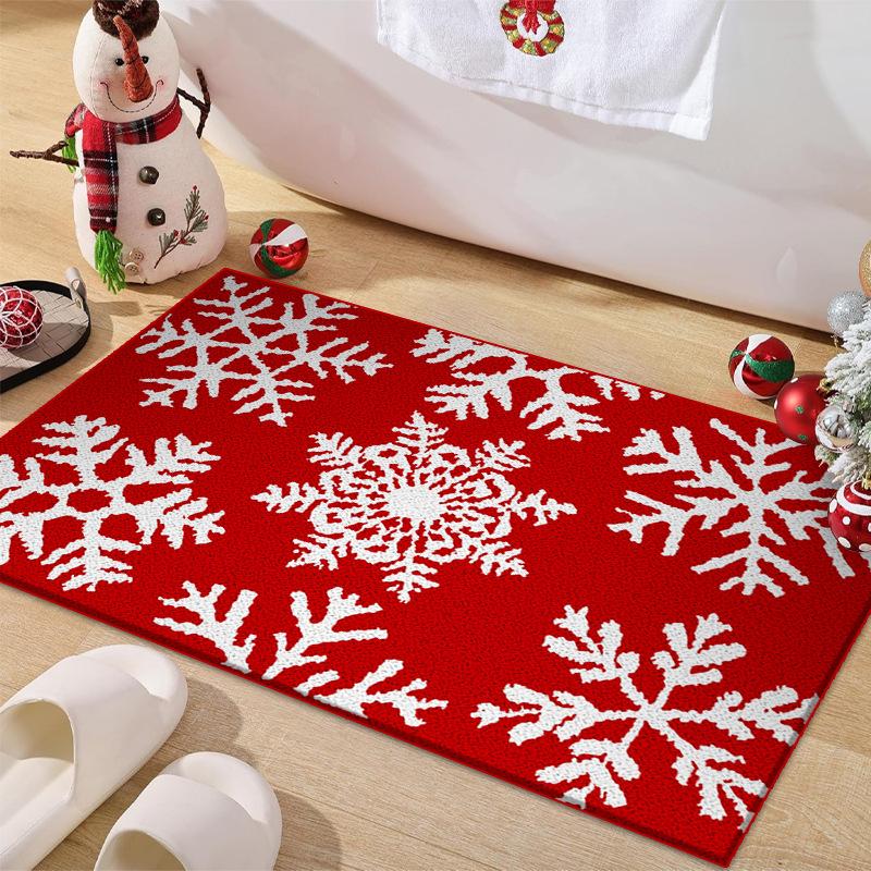 Christmas Cartoon Series Doormat Soft, Warm and Non-Slip Bathroom Mat Bedroom Entrance Rug Bedside Carpet Home Decor