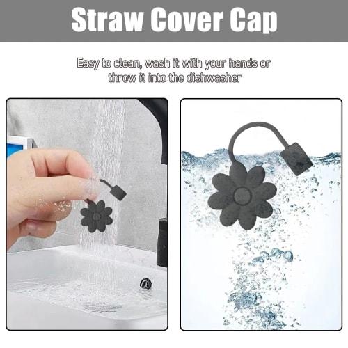 SpexArt Flower Straw Cover Toppers for Stanley Cup 30 & 40 oz Tumblers, 4-Piece Reusable Silicone Straw Caps, Straw Tip Protectors for Stanley Cup 10m