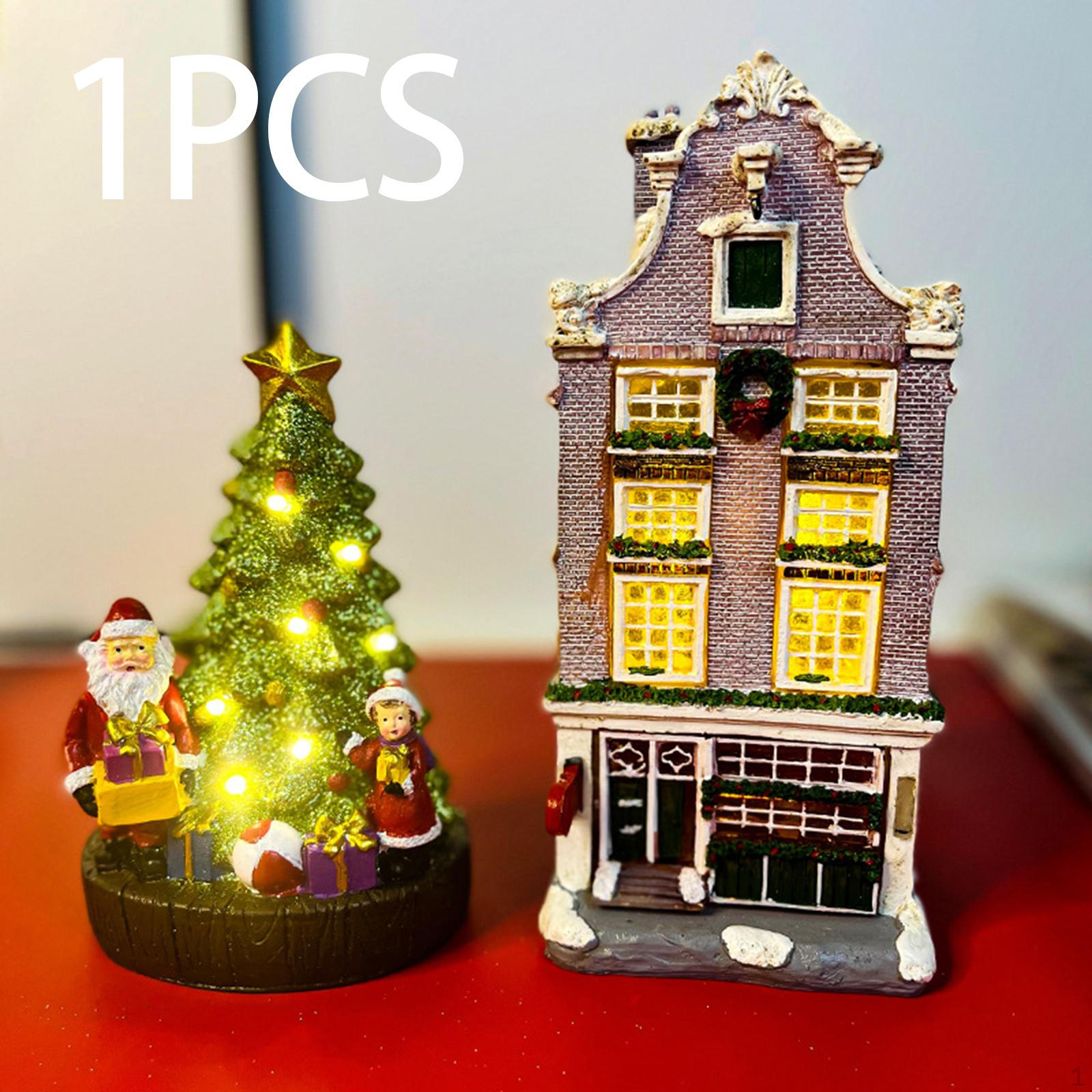 

Рождественские миниатюрные украшения с подсветкой, фигурка из смолы, мини-модели, фигурки для витрины автомагазина