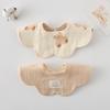 Korean-Style A-Class 100% Cotton 360° Rotatable Baby Bibs. 2-in-1 Wave Flower Design, Absorbent & Breathable. Safe for Infants