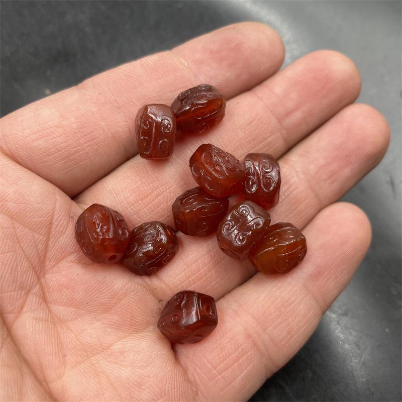 Red Agate Scroll Carved Twisted Tube Beads, 8x12mm - DIY Jewelry Accessories