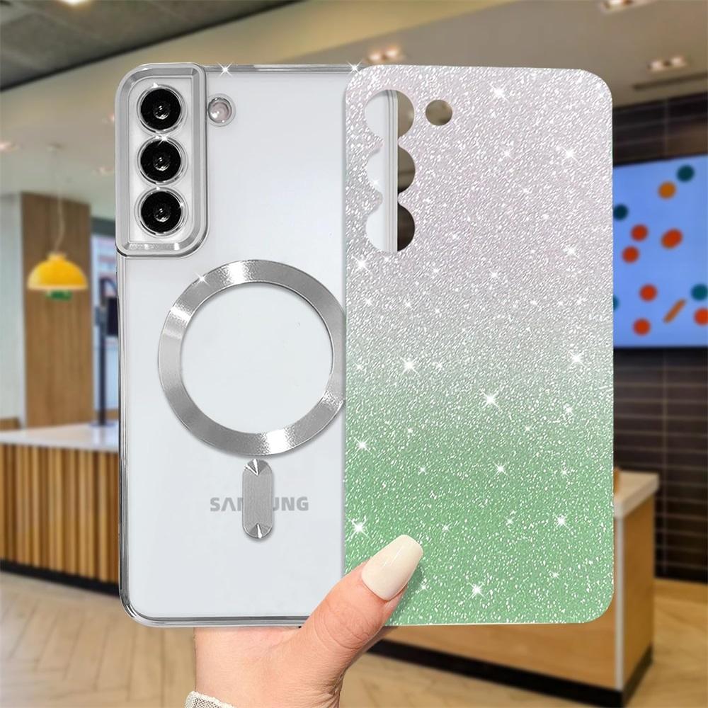 Glitzernde helle Hülle für Samsung Galaxy S24 S23 S22 S21 S20 Ultra Plus FE Hülle Note20 Ultra Plating Wireless MagSafe Magnetic