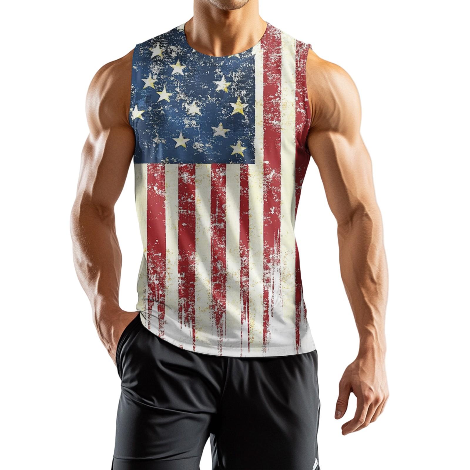 

Men s Athleisure Independence Day Printed Sleeveless Vest XXL