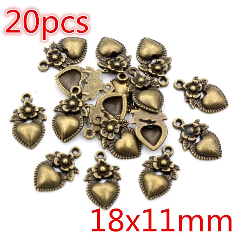 New Fashion Antique Silver Plated Bronze Heart Chrams Metal Alloy Pendant Charms for DIY Neckalce Jewelry Making Findings